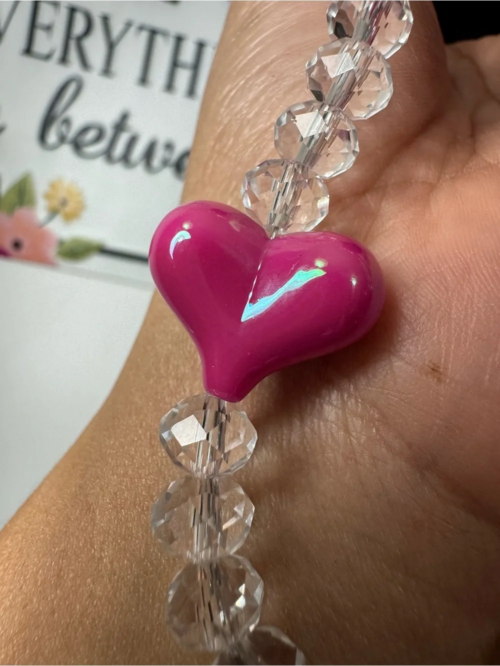 Bling Bling Crystal with Fuchsia Hearts Phone/Key/Bag Chain #P1105